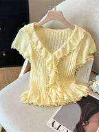 Elegant Bow Tie Wrap Crop Top Cardigan