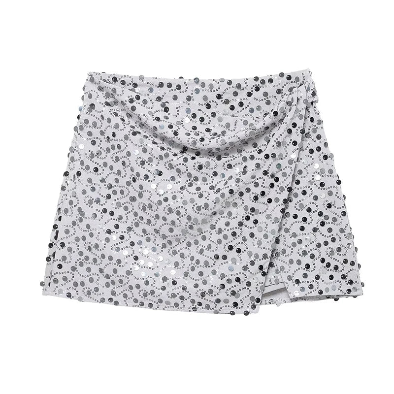 Glam Sequin High Waisted Mini Skirt