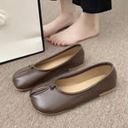 Tabi Style Leather Flats For Women Cozy Split Toe Slip On Shoes