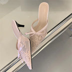 Butterfly Knot Pointed Toe Mules Breathable Mesh