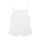 Buttoned Waistcoat Two Piece Shorts Set With Mid-Waist Pockets