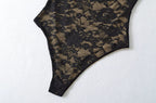 Sexy Lace See Through Bodysuit With Lining Elastic Spaghetti Straps Slim Fit