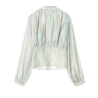 Striped Shirt With Flattering Fit Waist V Neck