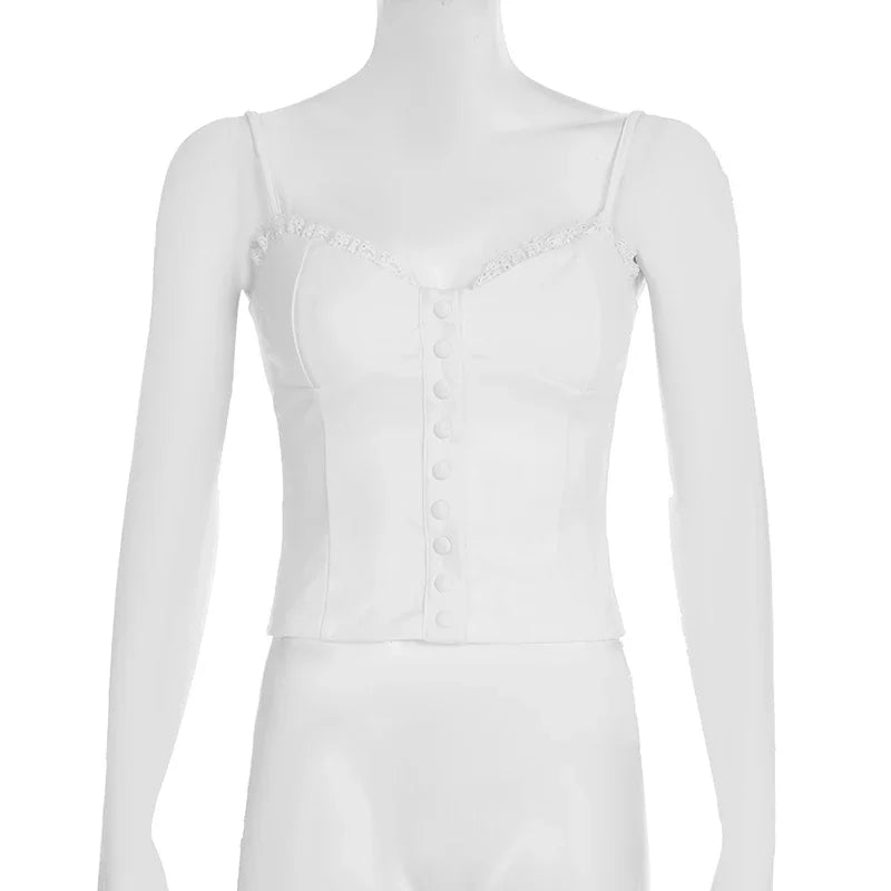 Lace Patchwork Cropped Camisole With Cinched Waist Slender Ruched Top