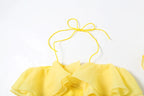 Elegant Y2K Sweet Style Ruched Tank Tops+Petal Sleeve Cover Women Lace-Up Halter