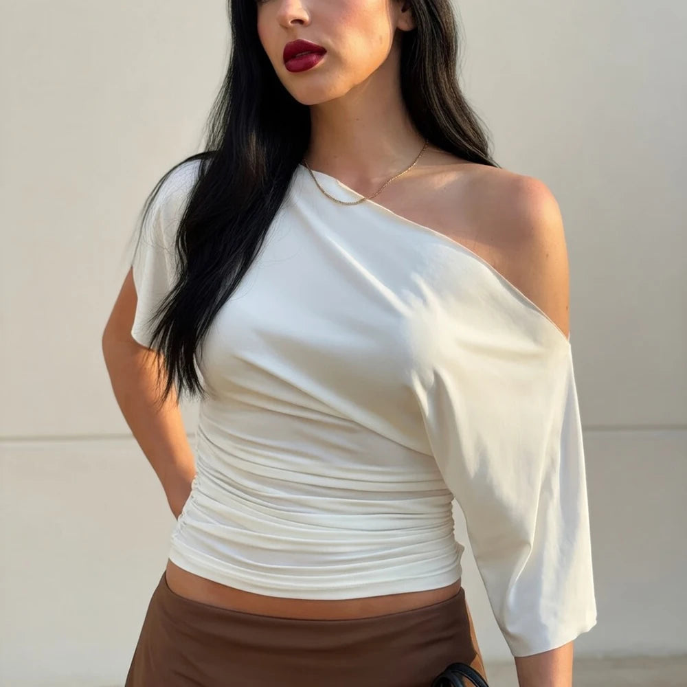 One Shoulder Summer Top For Women Slim Fit