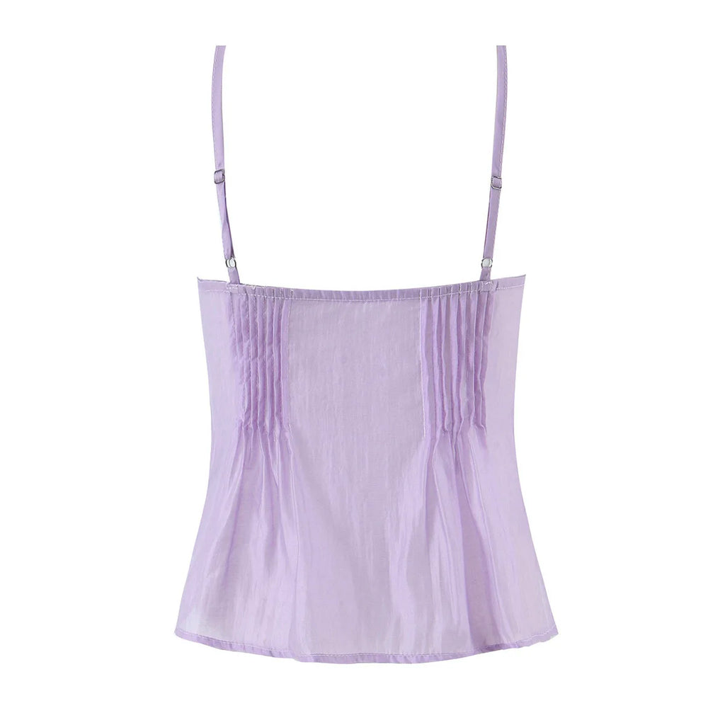 Lace Strap Boho Camisole Top Sheer Cotton Rayon Sleeveless