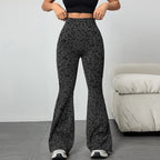 Leopard Print High Waist Bell Bottom Yoga Leggings For Women With Soft Stretch