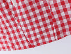 Red Plaid Corset Camis Lace Trim Bow Detail Bustier Sexy Top