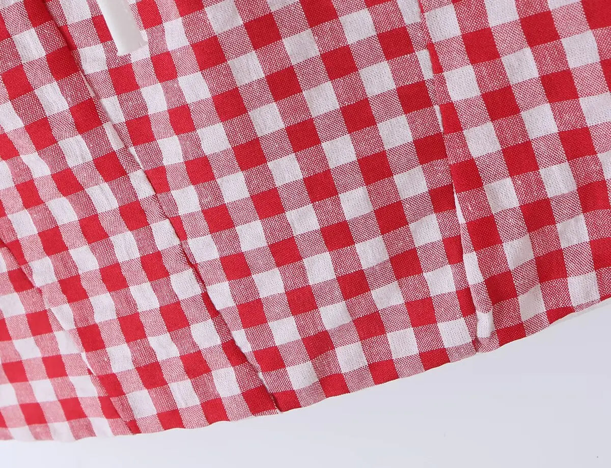 Red Plaid Corset Camis Lace Trim Bow Detail Bustier Sexy Top