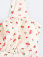 Sweet Floral Waist Slim Fit Suspender Playful Chic Mini