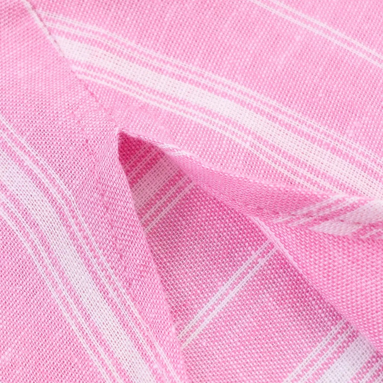 Pink Stripe Shirt Set With Pleated Long Skirt Elegant Two Piece Suit