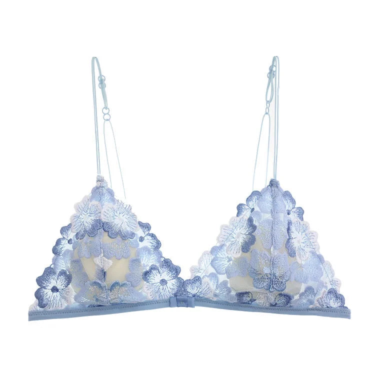 Whisper Lace Wireless Bralette Set In Ultra Thin Embroidered Mesh For Small Busts Delicate Comfort