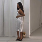 White With Black Dots Halter Top And Vest Capri Pants Set Two Piece