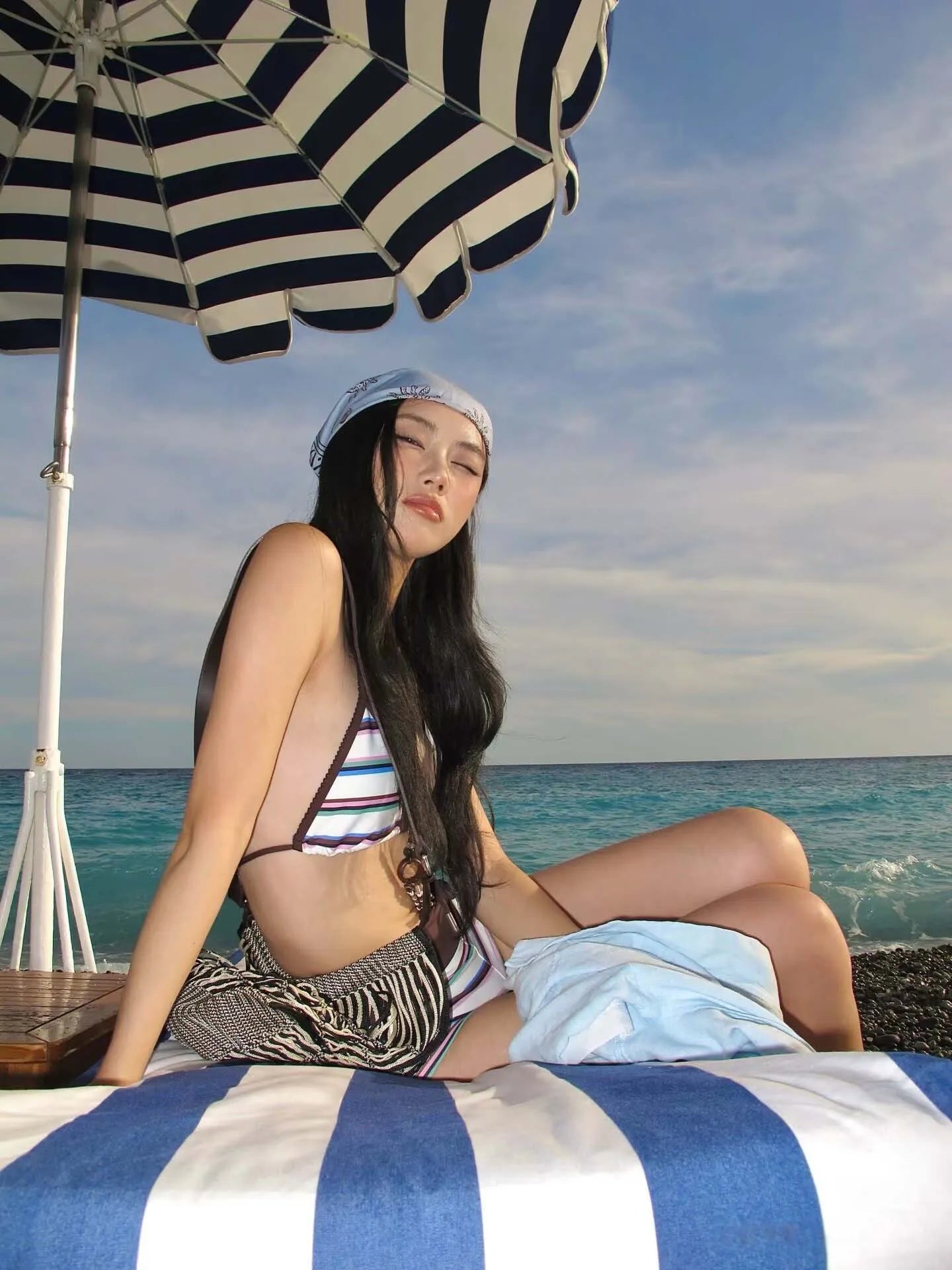 Striped Two-piece Bikini With Tie Dot Pattern Chic Beachwear Swimsuit For Summer Vibes