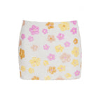 Colorful Floral Sequin Mini Skirt Low Waist Bodycon
