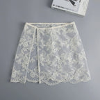 Floral Embroidered Lace Sheer Skirt Overlay