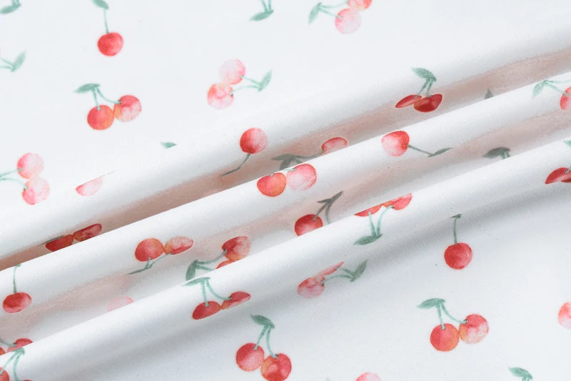 Cherry Print Straps Backless Draped Mini Dress