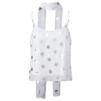 Shiny Sequins Polka Dot Camisole Backless Round Neck Top With Scarf