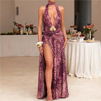 Purple Print Maxi Dress