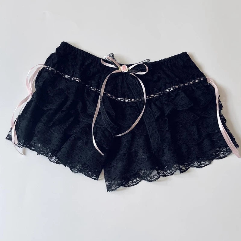 Fairycore Lace Trim Multilayer Shorts Kawaii