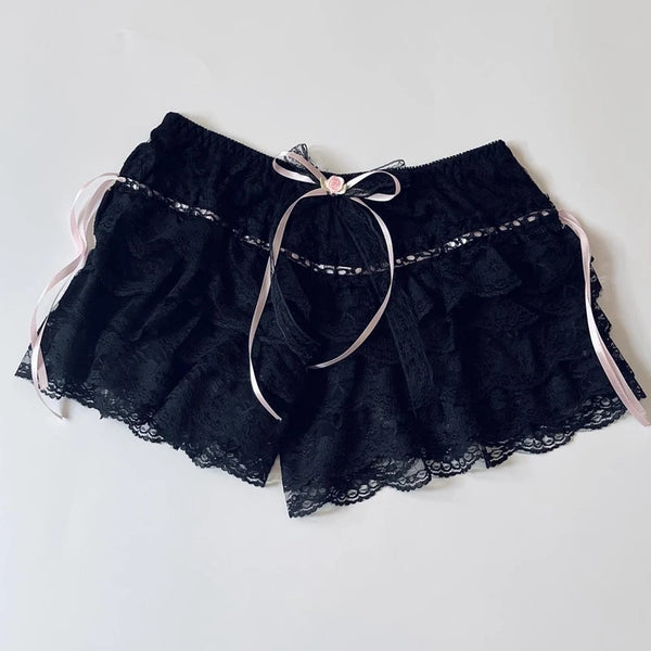 Fairycore Lace Trim Multilayer Shorts Kawaii