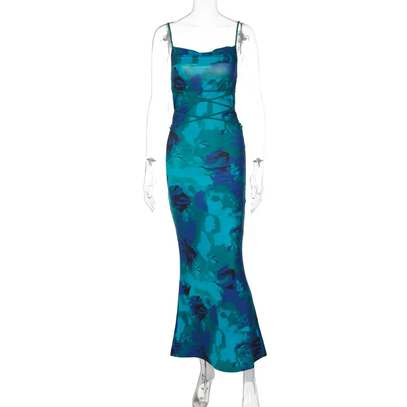 Backless Dress With Spaghetti Strap And V Neck