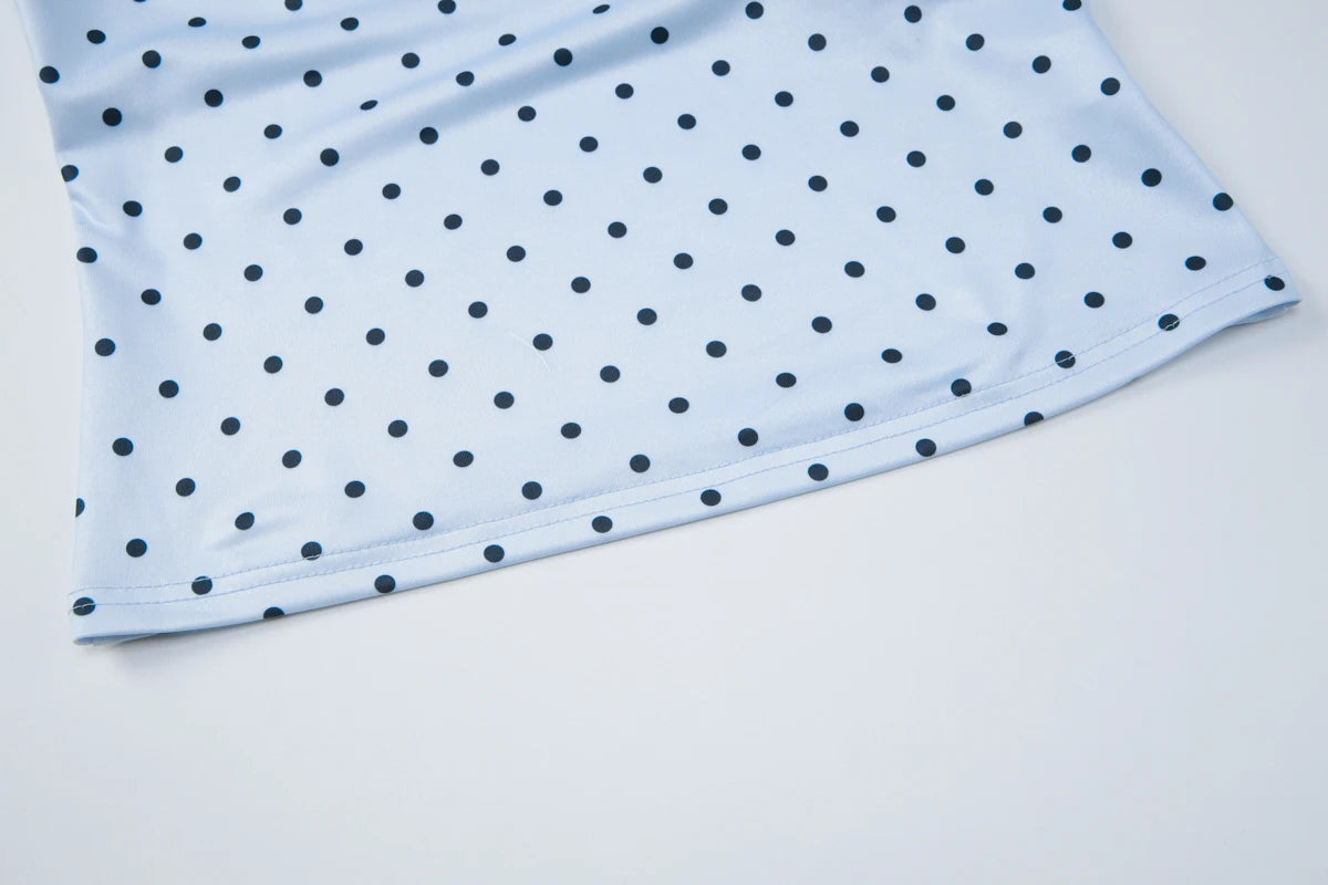 Polka Dot Halter Backless Crop Cami
