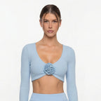 Yoga Long Sleeve Tight Breathable Three-Dimensional Flower Workout Clothes Sportswear Woman Gym Pettiskirt