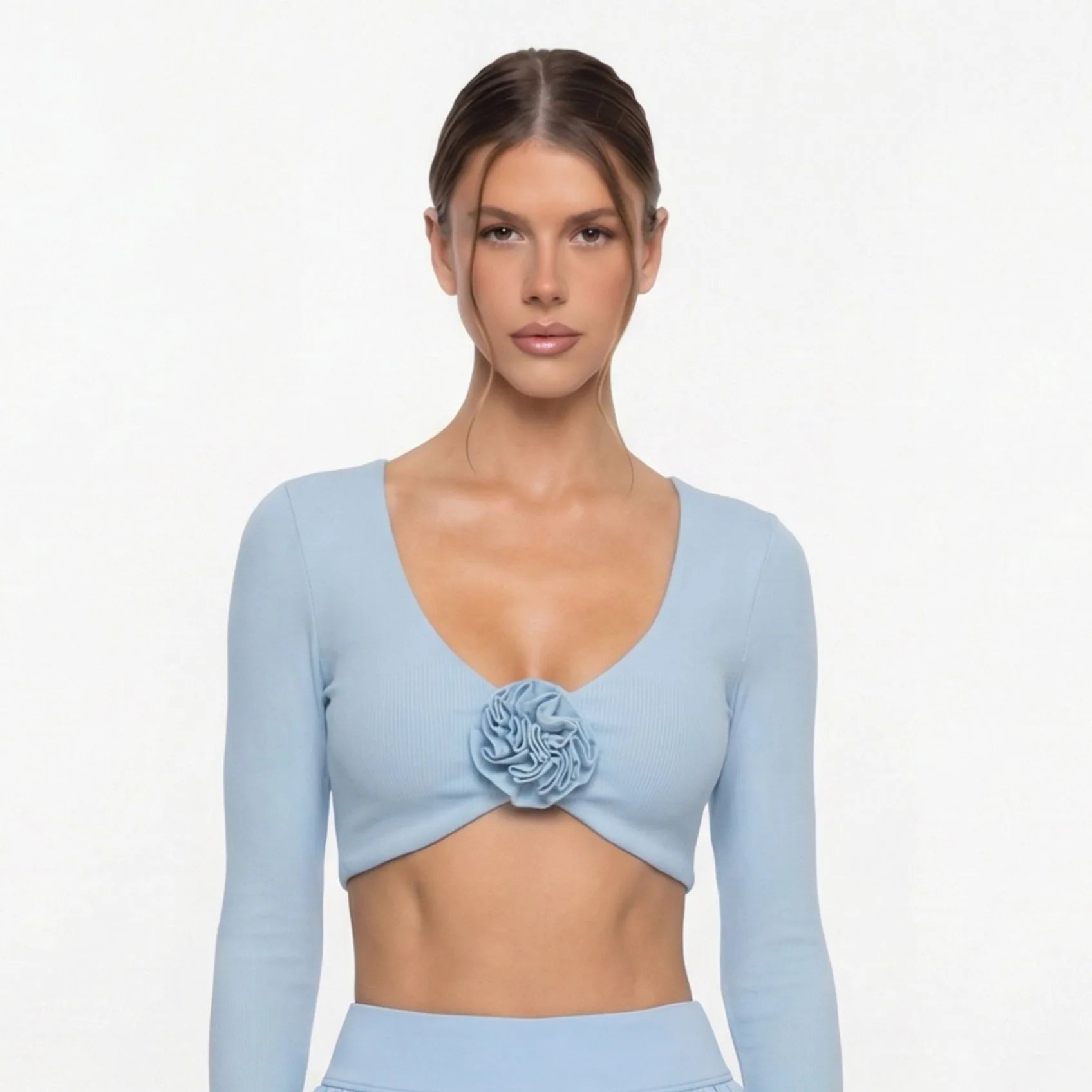Yoga Long Sleeve Tight Breathable Three-Dimensional Flower Workout Clothes Sportswear Woman Gym Pettiskirt