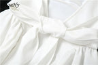 White Backless Halter Bowknot Sweet A Line Mini Dress