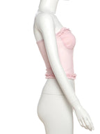 See Through Patchwork Strapless Top With Fishbone Detail Backless Fashion