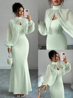 Elegant Mermaid Gown Beaded Body-con Slip Dress