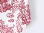 Sexy Women's Print Corset Top Bow Tie Straps Lacing Up Back Top