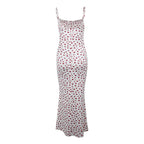 Floral Spaghetti Strap Maxi Dress With Lace Trim And Lace Up Detail