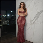 Elegant Backless Strapless Tulle Maxi Dress With Patchwork Print Off Shoulder Evening Gown