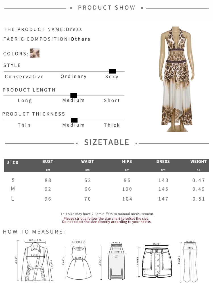 Leopard Print Halter Maxi Dress Backless Sleeveless