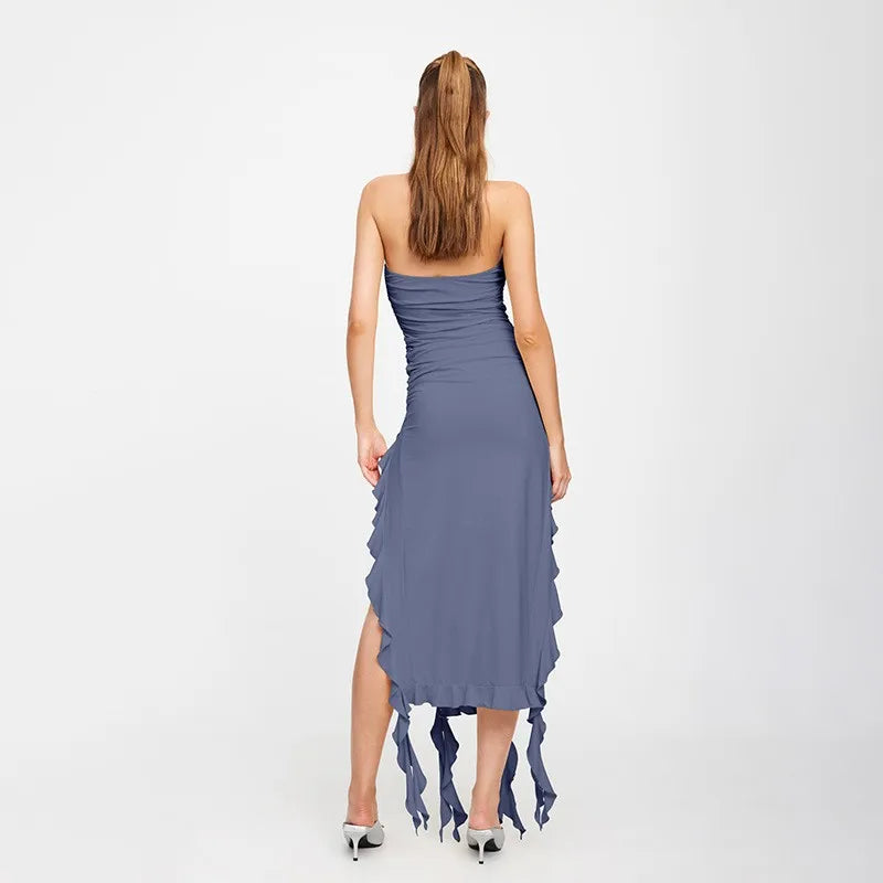 Tube Top Strapless Sexy Midi Dress