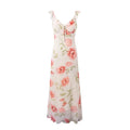 Rose Print Reverie Backless Fishtail Midi Dress With Tiered Ruffles And V Neck