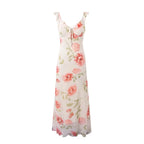 Rose Print Reverie Backless Fishtail Midi Dress With Tiered Ruffles And V Neck