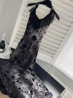 Black Gothic Lace Evening Dress With Off Shoulder Silhouette Vintage Inspired Elegant Gown