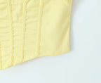 Sunny Chic Yellow Crop Cami Top With Back Zipper Slim Fit
