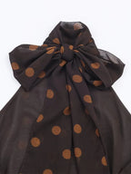 Polka Dot Off Shoulder Tank Top With Lace Up Bow Backless Sleeveless