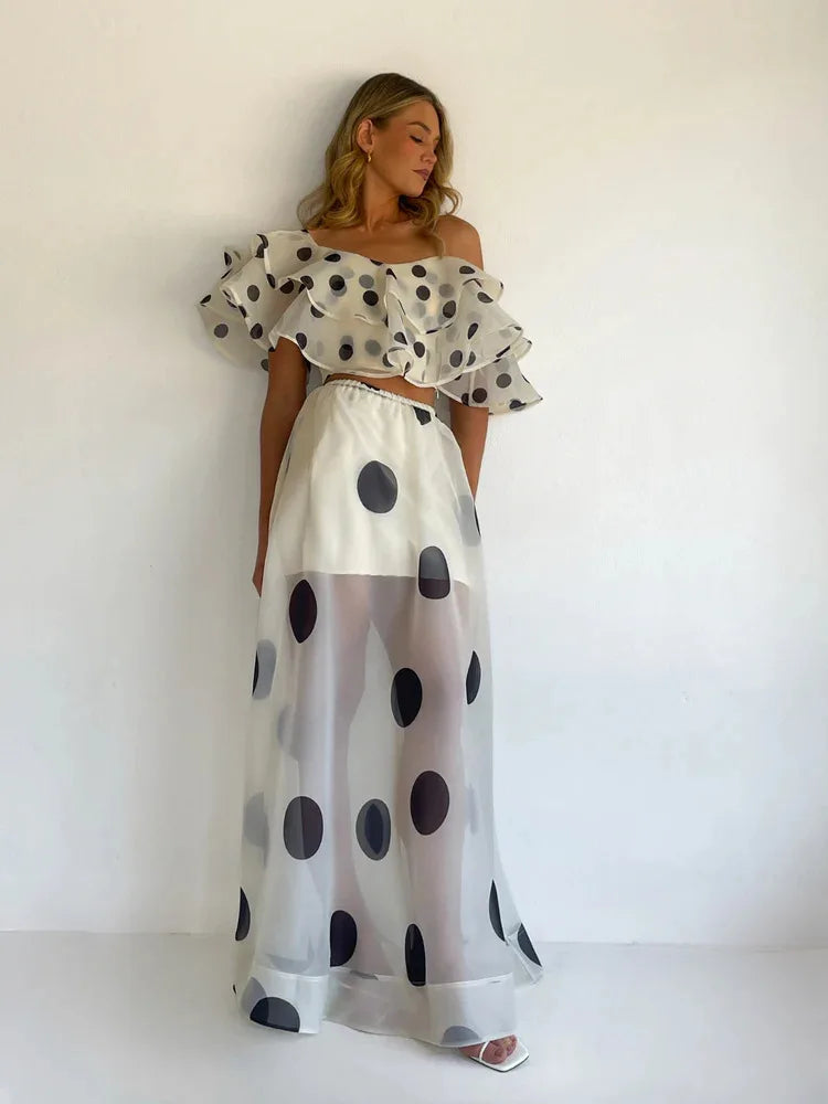Sexy Print Asymmetrical Hem Long Skirt Set Fashionable Sleeveless Women's Polyester Fabric Casual Leisure Suit