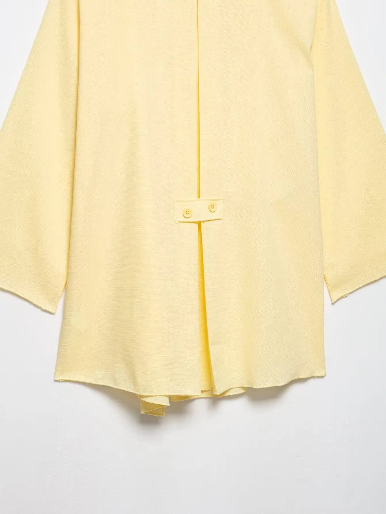 Breezy Linen Kimono Two-piece Set With Lace Up Top And Wide Leg Pants