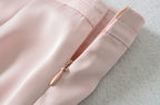 Hot Girl Spicy Two-Piece  Retro Polka Dot Necktie Top Satin High Waist Short Skirt Set