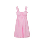 Ruffles Hem Babydoll A-line Dress Vintage Eyelet Mini Dress