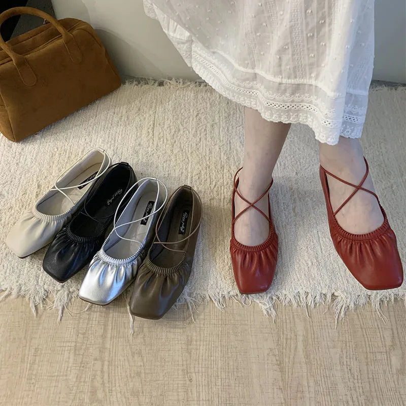 Soft Square Toe Ballet Flats Slip On For Women Casual Chic