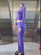 Three Piece Tracksuit Set For Women Zip Crop Jacket And Leggings Headband