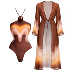 Halter Bikini Set With Long Skirt Cover Up